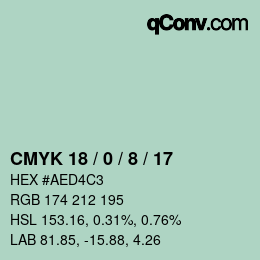 カラーコード: CMYK 18 / 0 / 8 / 17 | qconv.com