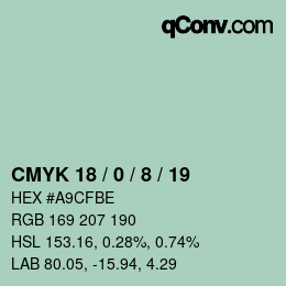 カラーコード: CMYK 18 / 0 / 8 / 19 | qconv.com