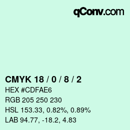カラーコード: CMYK 18 / 0 / 8 / 2 | qconv.com