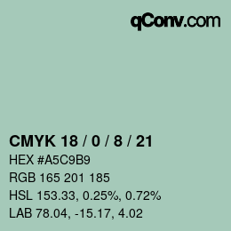 カラーコード: CMYK 18 / 0 / 8 / 21 | qconv.com