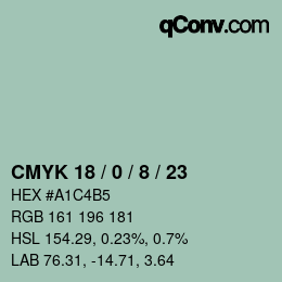 カラーコード: CMYK 18 / 0 / 8 / 23 | qconv.com