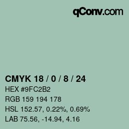 カラーコード: CMYK 18 / 0 / 8 / 24 | qconv.com