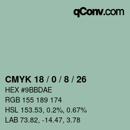 Color code: CMYK 18 / 0 / 8 / 26 | qconv.com