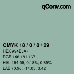 颜色代码: CMYK 18 / 0 / 8 / 29 | qconv.com