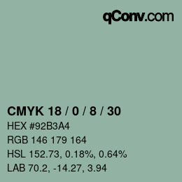 颜色代码: CMYK 18 / 0 / 8 / 30 | qconv.com