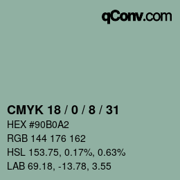 Color code: CMYK 18 / 0 / 8 / 31 | qconv.com