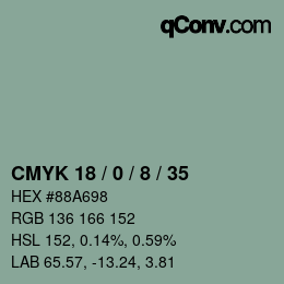 Color code: CMYK 18 / 0 / 8 / 35 | qconv.com