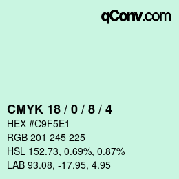 カラーコード: CMYK 18 / 0 / 8 / 4 | qconv.com