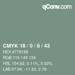 カラーコード: CMYK 18 / 0 / 8 / 43 | qconv.com