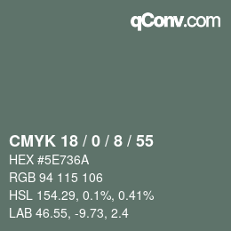Color code: CMYK 18 / 0 / 8 / 55 | qconv.com