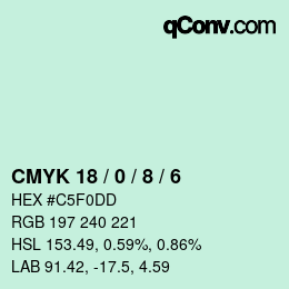 Color code: CMYK 18 / 0 / 8 / 6 | qconv.com