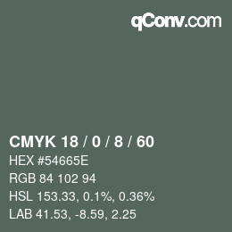 Color code: CMYK 18 / 0 / 8 / 60 | qconv.com