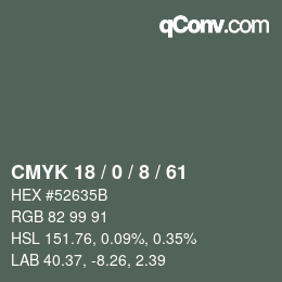 カラーコード: CMYK 18 / 0 / 8 / 61 | qconv.com