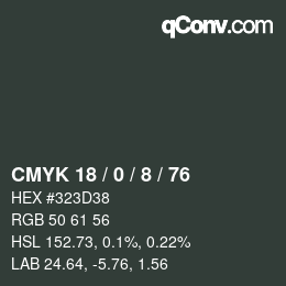 Color code: CMYK 18 / 0 / 8 / 76 | qconv.com