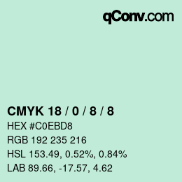 Color code: CMYK 18 / 0 / 8 / 8 | qconv.com