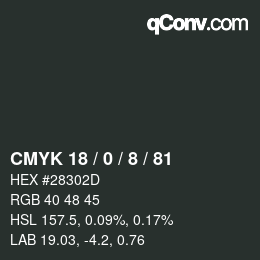 カラーコード: CMYK 18 / 0 / 8 / 81 | qconv.com
