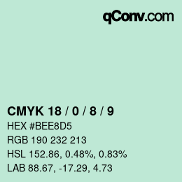 Color code: CMYK 18 / 0 / 8 / 9 | qconv.com