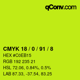 Farbcode: CMYK 18 / 0 / 91 / 8 | qconv.com