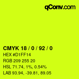 Color code: CMYK 18 / 0 / 92 / 0 | qconv.com