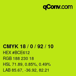 カラーコード: CMYK 18 / 0 / 92 / 10 | qconv.com