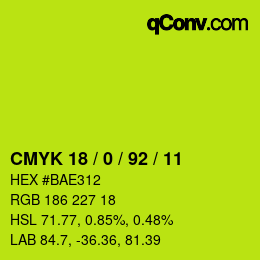 カラーコード: CMYK 18 / 0 / 92 / 11 | qconv.com