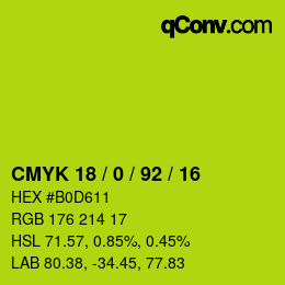 Color code: CMYK 18 / 0 / 92 / 16 | qconv.com