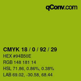 Color code: CMYK 18 / 0 / 92 / 29 | qconv.com