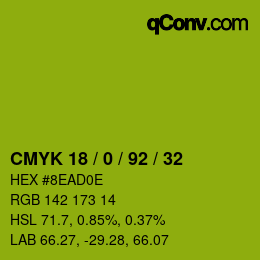 颜色代码: CMYK 18 / 0 / 92 / 32 | qconv.com
