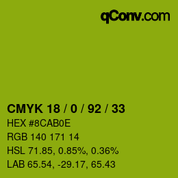 颜色代码: CMYK 18 / 0 / 92 / 33 | qconv.com