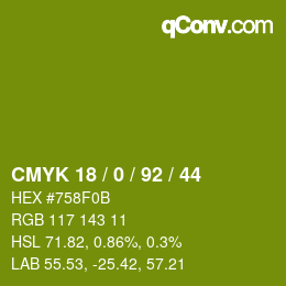 颜色代码: CMYK 18 / 0 / 92 / 44 | qconv.com