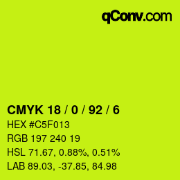 カラーコード: CMYK 18 / 0 / 92 / 6 | qconv.com