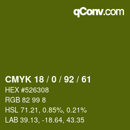 颜色代码: CMYK 18 / 0 / 92 / 61 | qconv.com