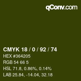 颜色代码: CMYK 18 / 0 / 92 / 74 | qconv.com