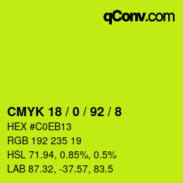 Color code: CMYK 18 / 0 / 92 / 8 | qconv.com