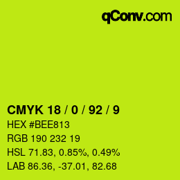カラーコード: CMYK 18 / 0 / 92 / 9 | qconv.com
