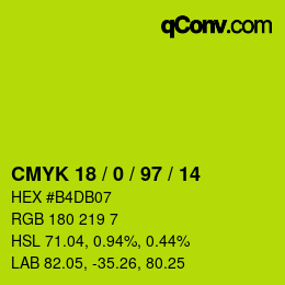 Color code: CMYK 18 / 0 / 97 / 14 | qconv.com