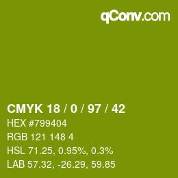 Código de color: CMYK 18 / 0 / 97 / 42 | qconv.com