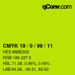 颜色代码: CMYK 18 / 0 / 98 / 11 | qconv.com