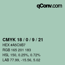 Farbcode: CMYK 18 / 0 / 9 / 21 | qconv.com
