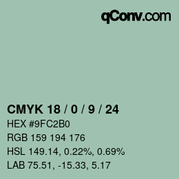 Color code: CMYK 18 / 0 / 9 / 24 | qconv.com