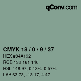 颜色代码: CMYK 18 / 0 / 9 / 37 | qconv.com