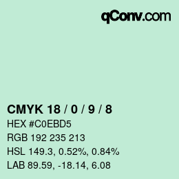 颜色代码: CMYK 18 / 0 / 9 / 8 | qconv.com