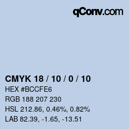カラーコード: CMYK 18 / 10 / 0 / 10 | qconv.com