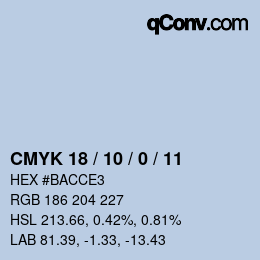 カラーコード: CMYK 18 / 10 / 0 / 11 | qconv.com