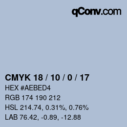 Color code: CMYK 18 / 10 / 0 / 17 | qconv.com