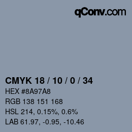 Farbcode: CMYK 18 / 10 / 0 / 34 | qconv.com