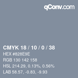 カラーコード: CMYK 18 / 10 / 0 / 38 | qconv.com