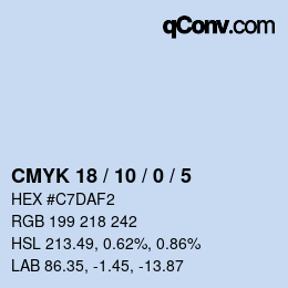 カラーコード: CMYK 18 / 10 / 0 / 5 | qconv.com