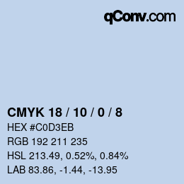 カラーコード: CMYK 18 / 10 / 0 / 8 | qconv.com