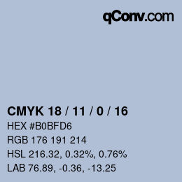 Color code: CMYK 18 / 11 / 0 / 16 | qconv.com